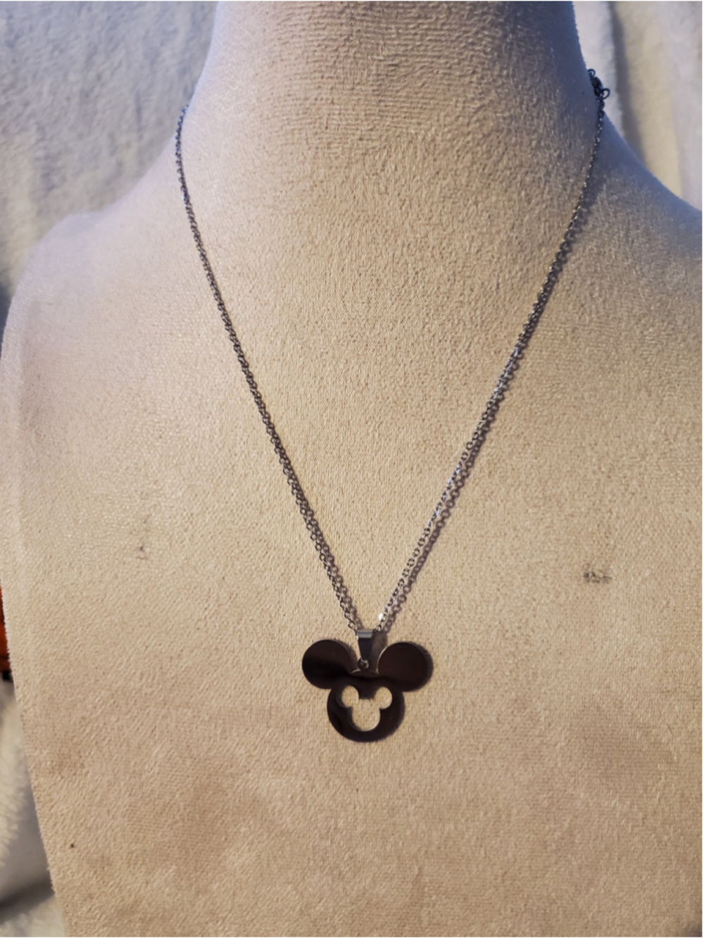 Silver Mickey Mouse Stainless Steel Necklace 12 inches